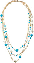 Thumbnail for your product : Kenneth Jay Lane Three-Row Turquoise-Hue & Pearly Bead Necklace