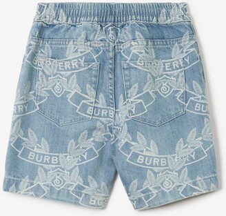 Burberry Childrens Oak Leaf Crest Japanese Denim Shorts Size: 10Y