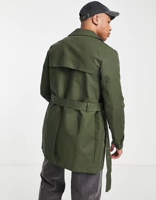 ASOS DESIGN shower resistant trench coat in khaki