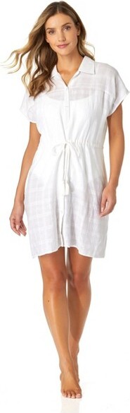 Anne Cole Women'sButtonUpWithPocketsCoverUp-BrightWhite-XL