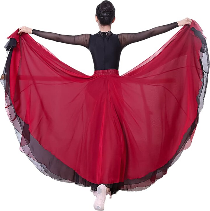 Disimlarl 360720 Degree Chiffon Skirt Ballet Belly Dance Women Two