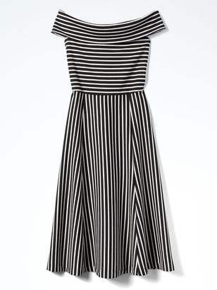 Banana Republic Stripe Off-Shoulder Midi Dress