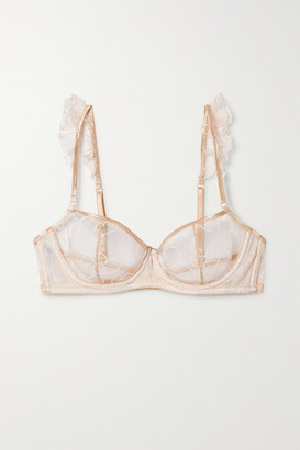 Le Petit Trou Lessay Ruffled Embroidered Stretch-tulle Underwired Soft-cup Bra - Neutral