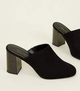 Thumbnail for your product : New Look Black Suedette Block Heel Square Toe Mules