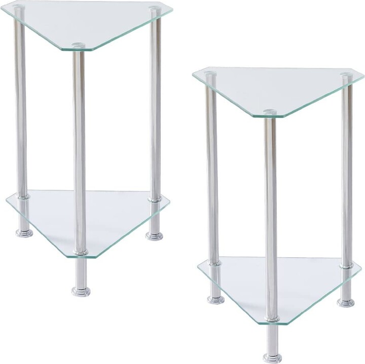 Global Pronex Corner Table for Small Spaces, Glass End Table for Living