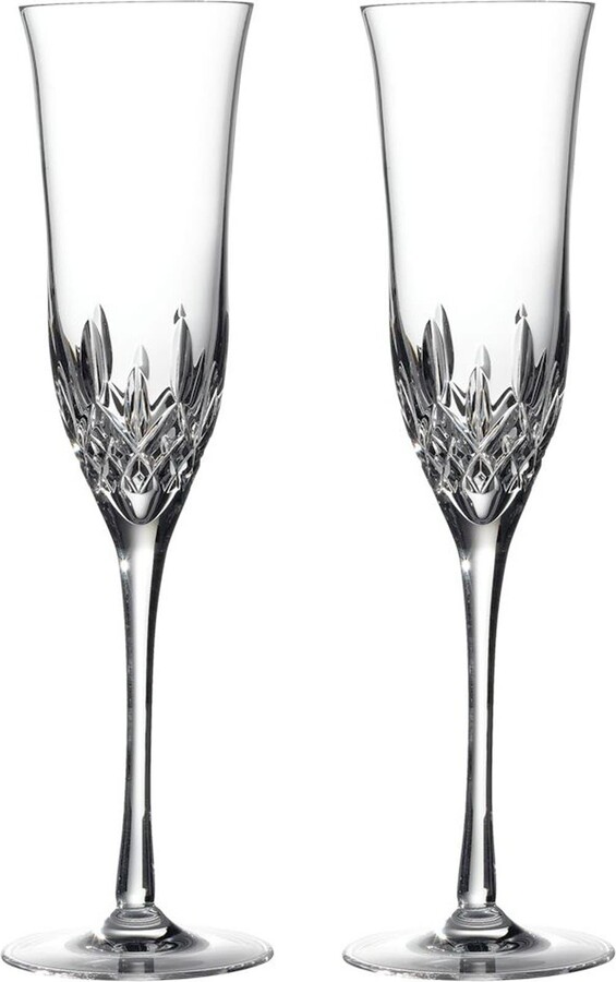 Waterford Lismore Essence Set of 2 Lead Crystal Champagne Flutes