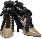 Thumbnail for your product : Zimmermann Ribbon Tie Lace-up Smooth And Snake-effect Leather Pumps