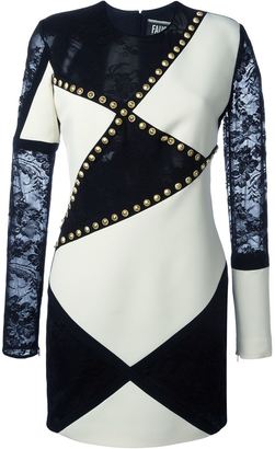 Fausto Puglisi lace panel studded dress