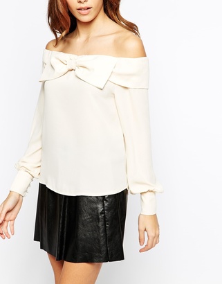 TFNC Off Shoulder Blouse With Exaggerated Bow Detail