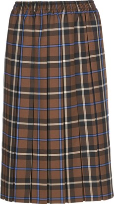 KK Fashion Lines Ladies Tartan Box Pleated Skirt Elasticated Waist 27 Length 