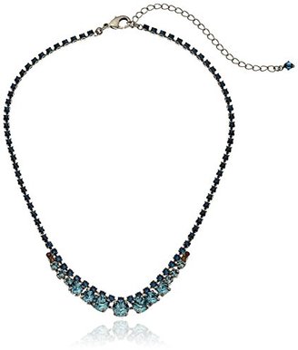 Sorrelli Blue Brocade" Multi-Sized Round Crystal And Rhinestone Line Necklace, 17" + 4" Extender