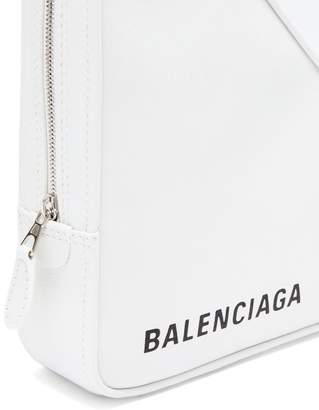 Balenciaga Triangle Pochette M Leather Clutch - Womens - White Black