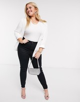 Thumbnail for your product : Club L London Plus collar detail peplum blazer in white