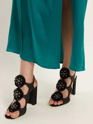 Samuele Failli - Liya Stud Embellished Raffia Sandals - Womens - Black