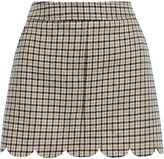 Thumbnail for your product : RED Valentino Scalloped Checked Wool-blend Tweed Mini Skirt