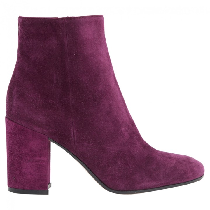 purple suede ankle boots