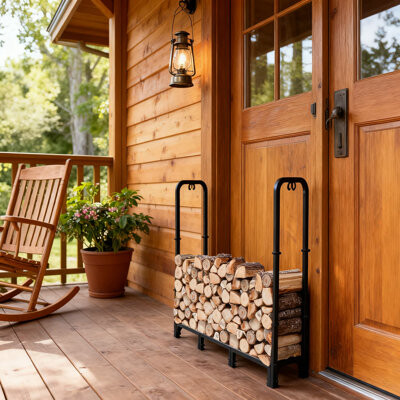 17 Stories Heavy Duty Firewood Rack With Cover And Log Carrier Adjustable Wood Storage Holder For Indoor And Outdoor Use Weather-Resistant Fireplace Patio Log