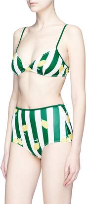 Solid & Striped 'Brigitte' lemon print stripe triangle bikini top