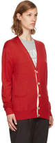 Thumbnail for your product : MAISON KITSUNÉ Red Tricolor Fox Patch Cardigan