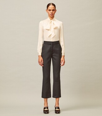 【送料&関税込】Tory Burch Phoebe Twill Trousers Ivory Trous Tory Burch Phoebe Twill Trousers Ivory Trousers In White