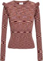 Thumbnail for your product : Cinq à Sept Ruffle-trimmed Melange Stretch-knit Sweater