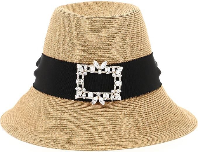 Roger Vivier straw hat with broche vivier buckle - ShopStyle