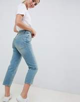 Thumbnail for your product : ASOS Petite DESIGN Petite Florence authentic straight leg jeans in light green cast