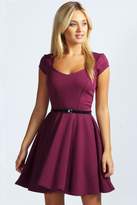Thumbnail for your product : boohoo NEW Womens Sweetheart Neck Skater Dress in Polyester 5% Elastane