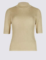 Thumbnail for your product : M&S Collection Textured Funnel Neck Short Sleeve Jumper