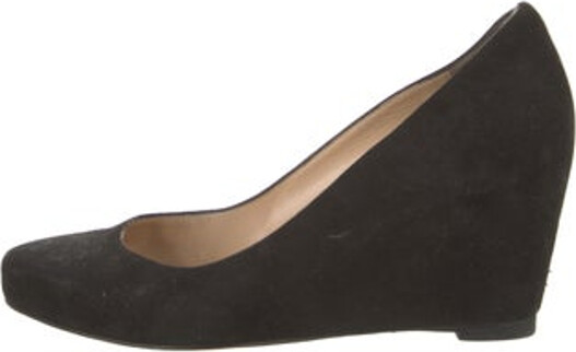 Christian Louboutin Suede Pumps Black Round-Toes Designer