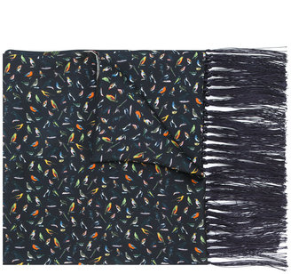 Paul Smith fringed bird print scarf