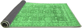 Bungalow Rose Oriental Machine Woven Square 5' x 5' Wool/Polyester Area Rug in Green