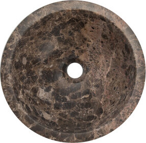 Eden Bath Small Bowl Honed Emperador Marble Circular Vessel Bathroom Sink