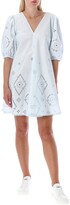 Thumbnail for your product : Ganni Broderie Anglaise V-neck Mini Dress