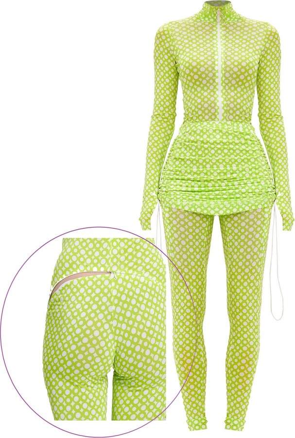 Monosuit Neutrals Set Suit Zipper Full Bodysuit & Skirt Lime