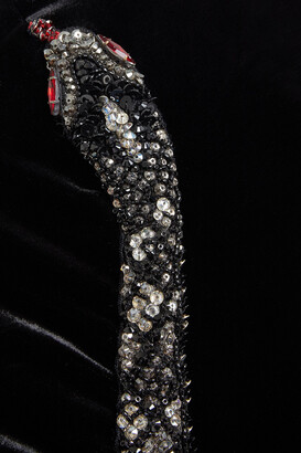 Valentino Embellished Gathered Velvet Mini Dress