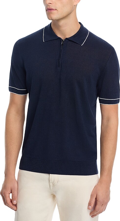Boss Linen Blend Knit Polo Sweater