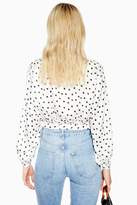 Thumbnail for your product : Topshop Womens Spot Jacquard Cropped Shirt - Ivory