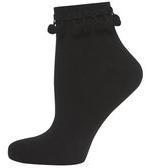 Dorothy Perkins Womens Black Large PomPom trim Socks- Black
