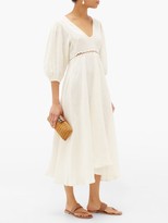 Thumbnail for your product : Fil De Vie Market Empire-waist Linen Midi Dress - Cream