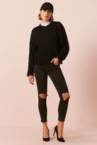 Thumbnail for your product : LOVE21 LOVE 21 Frayed Cable Knit Sweater