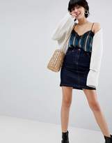 Thumbnail for your product : Warehouse 5 Pocket Raw Denim Mini Skirt