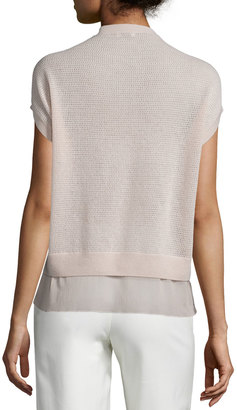 Vince Cap-Sleeve Pointelle Pullover