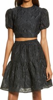 Thumbnail for your product : Bardot Demi Floral Jacquard Puff Sleeve Crop Top