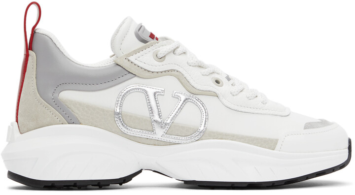 Valentino White & Red Garavani VLogo SHEGOES Sneakers - ShopStyle