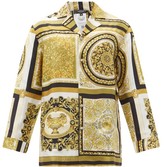 Thumbnail for your product : Versace Baroque-print Silk-satin Pyjama Shirt - Gold Multi