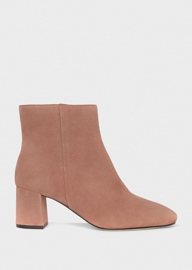 blush suede ankle boots