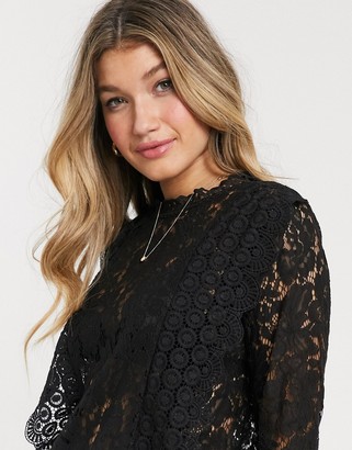 Outrageous Fortune lace panelled blouse in black