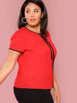 Thumbnail for your product : Shein Plus Contrast Binding Knot Tied Blouse