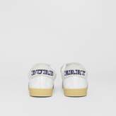 Thumbnail for your product : Burberry Strap Detail Perforated Check Leather Sneakers